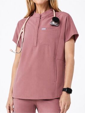 FIGS Rafaela Technical Collection Scrub Top XXL 2XL Mauve Oversized 3 Pocket